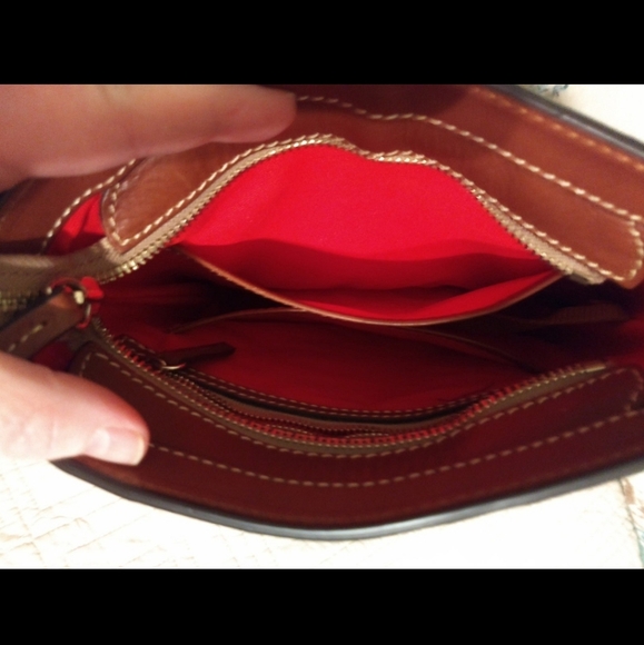 Dooney and Bourke Ostrich Small Zip Crossbody Signature Leather Collection Purse - Picture 6 of 12